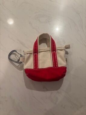 Canvas Mini Tote Keychain - Red & Cream